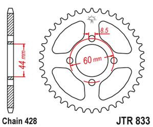 JT Zębatka tylna stalowa [49 zębów] YAMAHA TTR 125 00-01 / DT 50LC 00-01