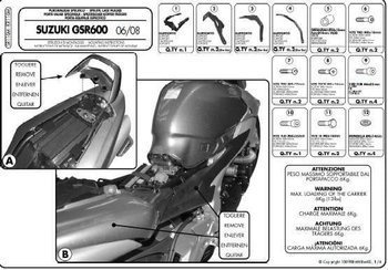 KAPPA stelaż kufra centralnego Suzuki GSR 600 (06-11) z płytą monolock