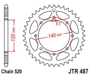 JT Zębatka tylna stalowa [43 zębów] KAWASAKI KLR 650C 95-03 kolor czarny