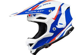 Kask na crossa UFO Diamond kolor biały / niebieski / czerwony