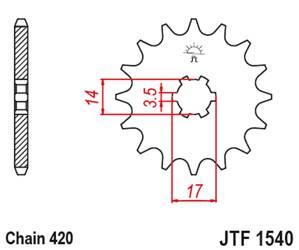 JT Zębatka przednia [14 zębów] KAWASAKI Z125 PRO BR125 17-18