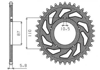 SUNSTAR Zębatka tylna stalowa SUZUKI GS 500 E/F 88-10 [39]