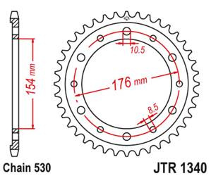 JT Zębatka tylna stalowa [43 zębów] HONDA VFR750 / VFR800 V-TEC 02-14 / VFR800X CROSSRUNNER 11-15 kolor czarny