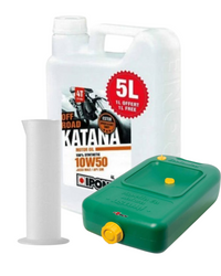 Zestaw pojemnik na olej + miarka +  Ipone KATANA 10W50 Offroad 5L
