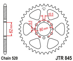JT Zębatka tylna stalowa [49 zębów] YAMAHA YZ 125 77 / TT 250 80-82
