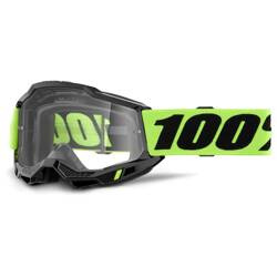 Gogle cross 100 Procent Accuri 2 Enduro Moto kolor żółty fluo z podwójną przeźroczystą szybką