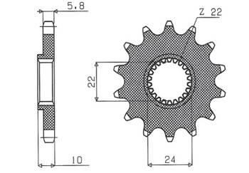 SUNSTAR Zębatka przednia stalowa BMW F 650 94-13 / APRILIA PEGASO 650 98-04 [15]