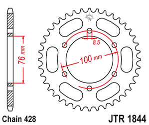 JT Zębatka stalowa TYLNA 40 zębów (JTR1844.40) / Yamaha MT 125 14-16 / YZF R 125 08-17