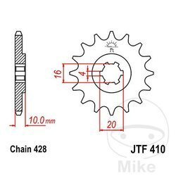 Zębatka przednia JT JTF410.16 (16Z)