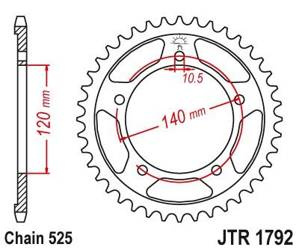 Zębatka tylna stalowa JT JTR1792.48 ilość zębów 48Z