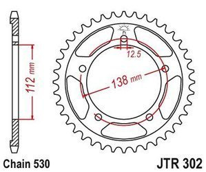 Zębatka tylna stalowa JT JTR302.39 ilość zębów 39Z