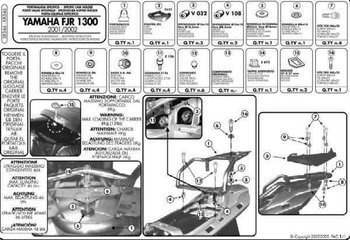 KAPPA stelaż kufra centralnego YAMAHA FJR 1300 (01-05) z płyta monokey