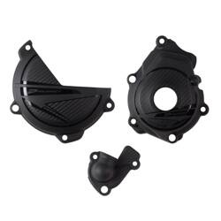 Osłona dekla alternatora + osłona pokrywy sprzęgła + osłona pompy wody KTM SX-F 250 / 350 '23-'24 / XC-F 250 / 350 '23-'23 / Husqvarna FC 250 / 350 '23-'24 / FX 350 '23-'24 Polisport czarny