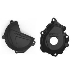 Osłona dekla alternatora + osłona pokrywy sprzęgła + osłona pompy wody KTM SX-F / XC-F 250 / 350 '16-'22 / Husqvarna FC 250 / 350 '16-'22 Polisport czarny