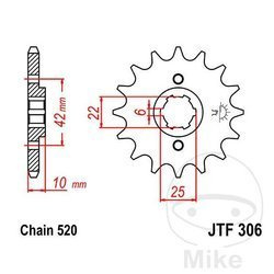 Zębatka przednia JT JTF306.14 (14Z)