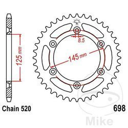 Zębatka tylna stalowa JT JTR698.44 ilość zębów 44Z