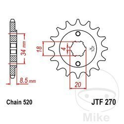 Zębatka przednia JT JTF270.12 (12Z)
