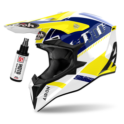 Kask cross Airoh Wraaap Feel biały,niebieski,żółty / połysk