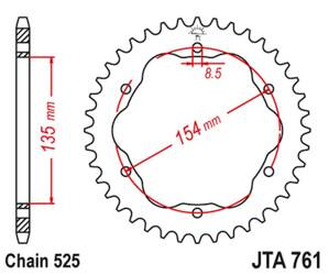 JT Zębatka tylna aluminiowa [38 zębów] DUCATI 1098/R /S 07-09 / STREETFIGHTER 1099 09-13 / 1198R/S 09-11 / 1199 PANIGALE 12-15 / 1299 PANIGALE 15-19 / PANIGALE V4S 18-21 / MONSTER 1200 14-20