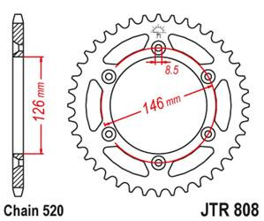 JT Zębatka tylna aluminiowa [50 zębów] SUZUKI RM/RMZ DR/DRZ kolor czarny