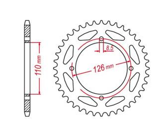 GROSSKOPF ZĘBATKA TYLNA ALUMINIOWA KOLOR CZARNY 4418 46 KAWASAKI KX65 '00-'20, SUZUKI RM 65 '03-'05 (JTR1465.46)