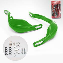 Biketec parts osłony rąk (handbary) alu kolor zielony (z mocowaniami 22mm i 28mm)