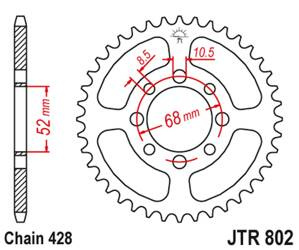 JT Zębatka tylna stalowa [36 zębów] SUZUKI TS 80 81-82 / DS 80 78-79 / GT 80 81-82 / KAWASAKI KE 100 08-01 / KD 80 80-87 / MC 90 70-75 / KC 100 80-86 / KH 100 76-83