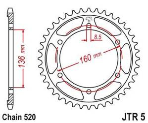 Zębatka tylna stalowa JT JTR5.43 ilość zębów 43Z
