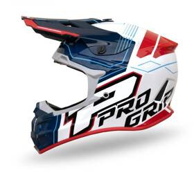 Kask na crossa PROGRIP PG3080 ADVENTURE kolor niebieski,biały,czerwony