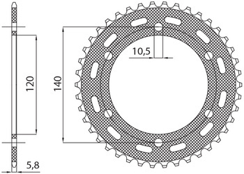 SUNSTAR Zębatka tylna stalowa KAWASAKI KLR 250 84-05  [42]