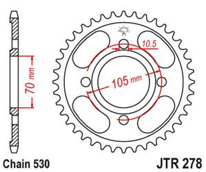 JT Zębatka tylna stalowa [38 zębów] HONDA CB 250 73-77 / CJ 250 76-79 / CB 360/400 75-79