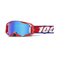 Gogle 100 PROCENT ARmatic best - mirror blue lens - kolor czerwony/niebieski/biały szyba niebieskie lustro