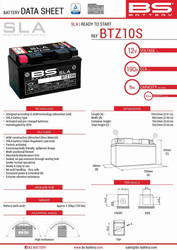 Akumulator BS BTZ10S 8,6AH Zamiennik YTZ10S 8.6AH 190A