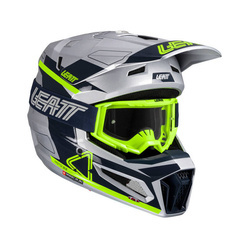 Kask + gogle cross Leatt Kit Moto 3.5 V25 kolor srebrny fluo