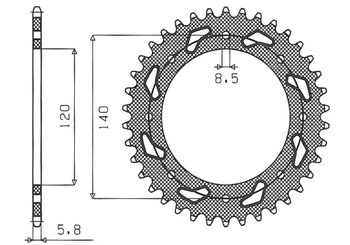 Steel Rear Sprocket KAWASAKI KLE 500 91-07 [44]