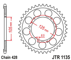 JT Zębatka tylna stalowa [62 zębów] APRILIA RX 125 E4 18-19