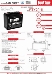 Akumulator BS BTX20HL Zamiennik YTX20HL-BS 18AH 270A