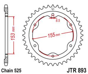 JT Zębatka tylna stalowa [38 zębów] KTM 1290 SUPERDUKE 14-18 kolor czarny