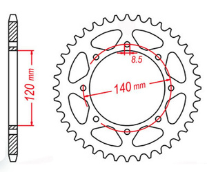 MTX Zębatka tylna Kawasaki KLE 500 '91-'07 [44 zęby], (JTR487.44)
