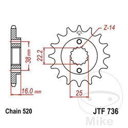 Zębatka przednia JT JTF736.13 (13Z)