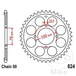 Rear sprocket, steel JT JTR824.46 number of teeth 46Z
