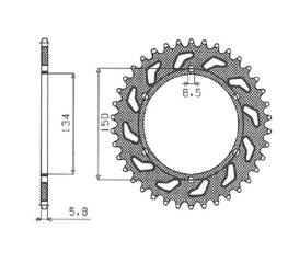 SUNSTAR Zębatka tylna aluminiowa KAWASAKI KX/KXF 84-18 [50] [czarna]