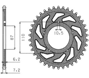 SUNSTAR Zębatka tylna stalowa SUZUKI GSF 650 BANDIT 07-15 / GSX 650 F 08-15 [47]
